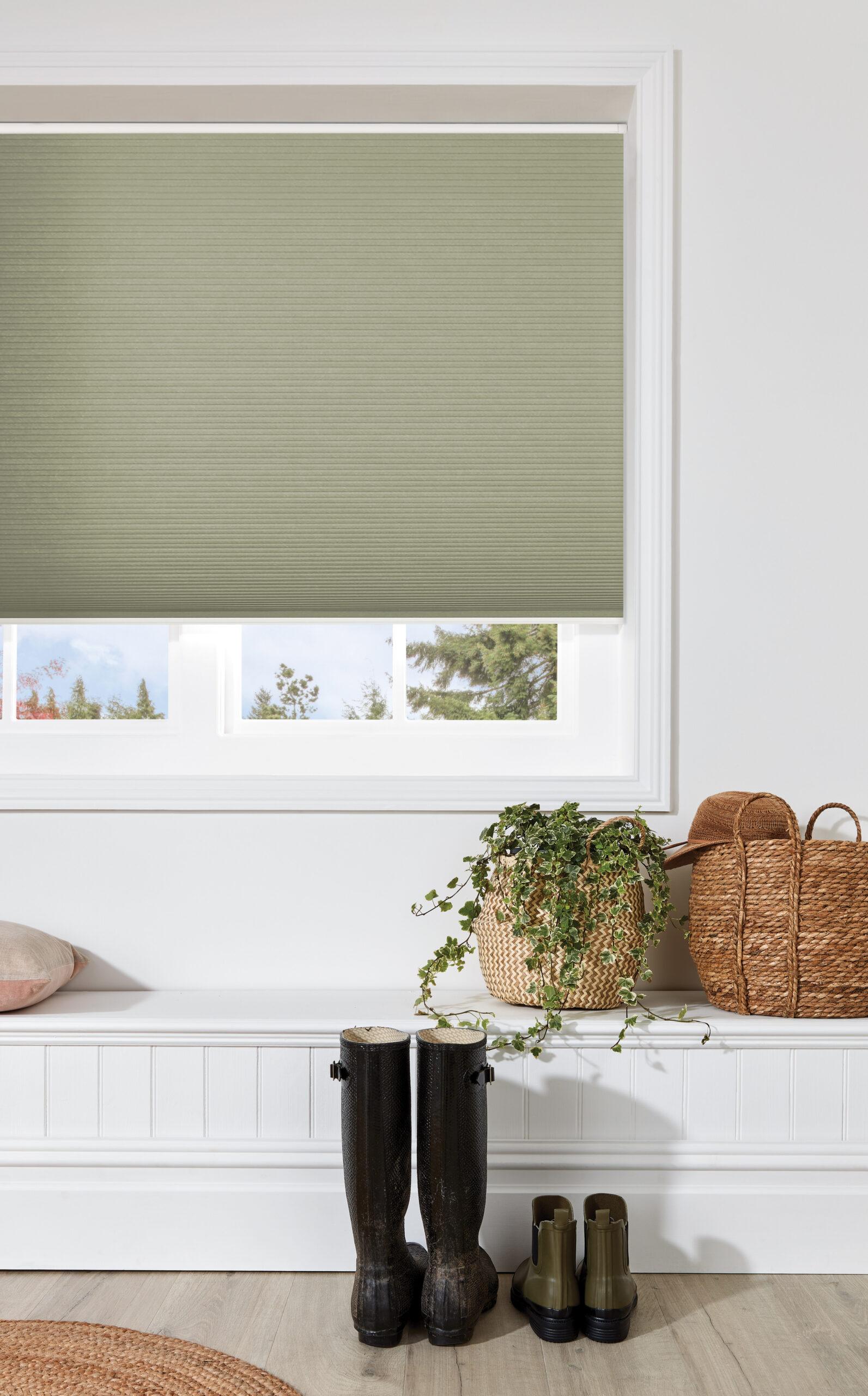 Perfect Fit cellular blinds neatly framed on a uPVC door